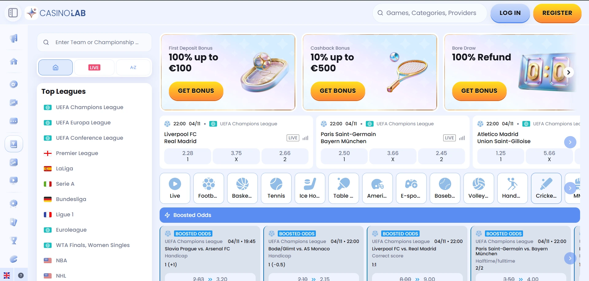 Casinolab спортивні ставки